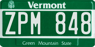 VT license plate ZPM848