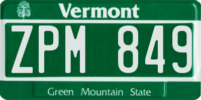 VT license plate ZPM849