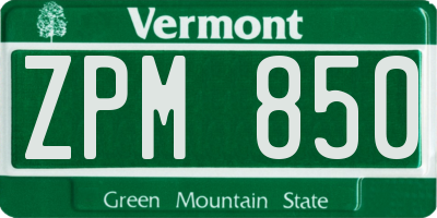 VT license plate ZPM850