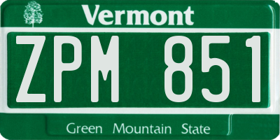VT license plate ZPM851