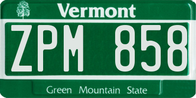 VT license plate ZPM858