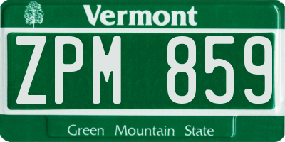 VT license plate ZPM859