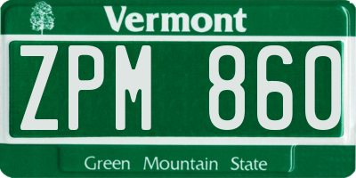 VT license plate ZPM860