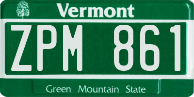VT license plate ZPM861