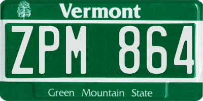 VT license plate ZPM864