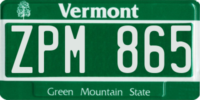 VT license plate ZPM865