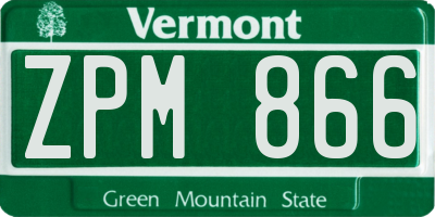 VT license plate ZPM866