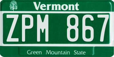 VT license plate ZPM867