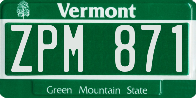 VT license plate ZPM871