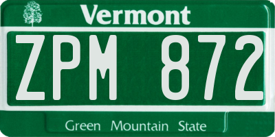 VT license plate ZPM872