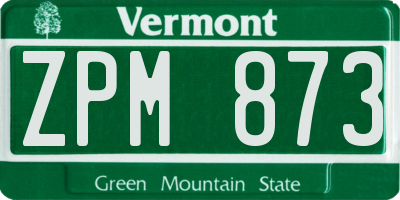 VT license plate ZPM873