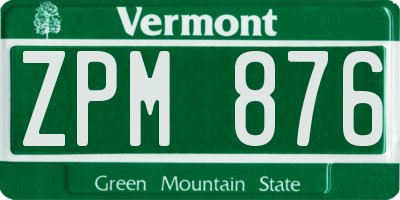 VT license plate ZPM876