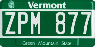 VT license plate ZPM877