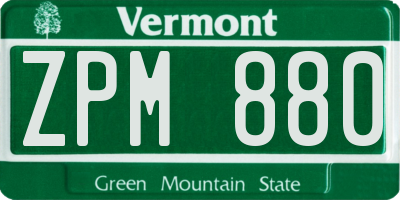 VT license plate ZPM880