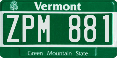 VT license plate ZPM881