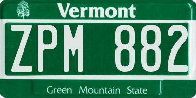 VT license plate ZPM882