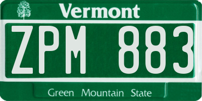 VT license plate ZPM883