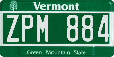 VT license plate ZPM884