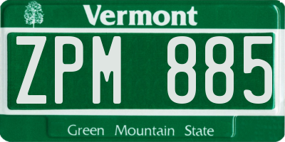 VT license plate ZPM885