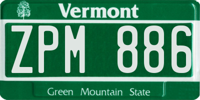VT license plate ZPM886