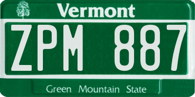 VT license plate ZPM887