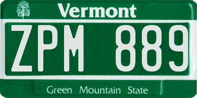 VT license plate ZPM889