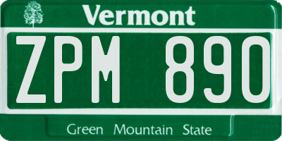 VT license plate ZPM890