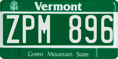 VT license plate ZPM896