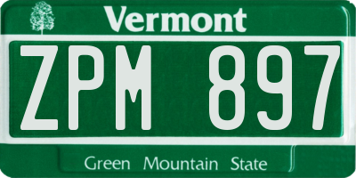 VT license plate ZPM897
