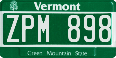 VT license plate ZPM898