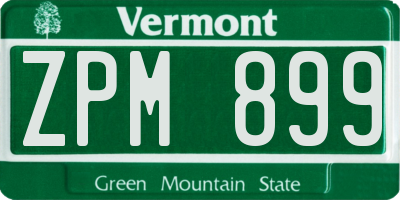 VT license plate ZPM899