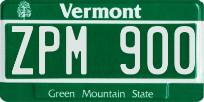VT license plate ZPM900