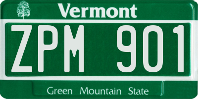 VT license plate ZPM901