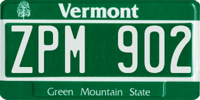VT license plate ZPM902
