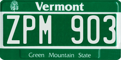 VT license plate ZPM903