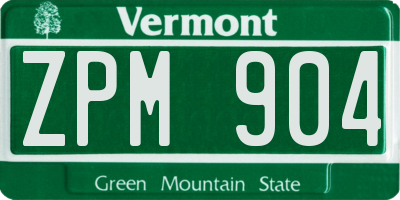 VT license plate ZPM904