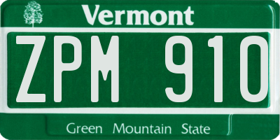 VT license plate ZPM910