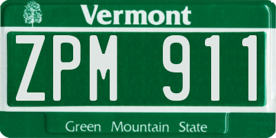 VT license plate ZPM911