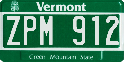 VT license plate ZPM912