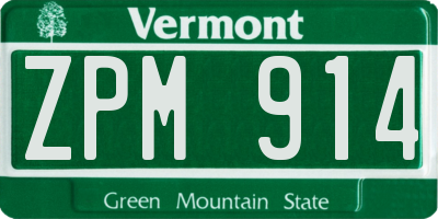 VT license plate ZPM914