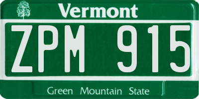 VT license plate ZPM915