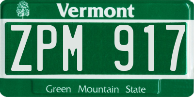 VT license plate ZPM917