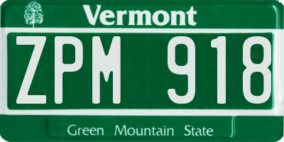 VT license plate ZPM918