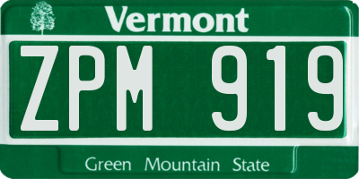 VT license plate ZPM919