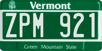 VT license plate ZPM921