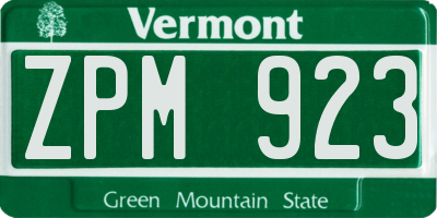 VT license plate ZPM923