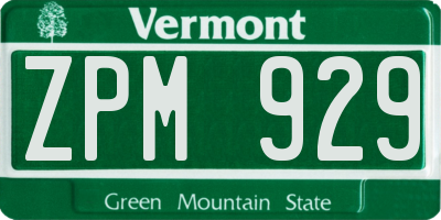 VT license plate ZPM929