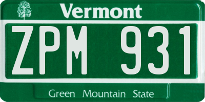 VT license plate ZPM931