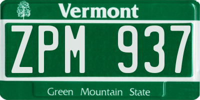 VT license plate ZPM937