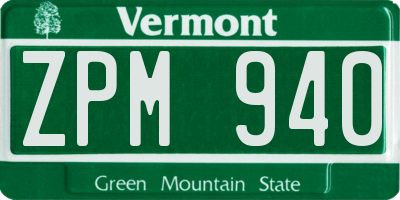 VT license plate ZPM940